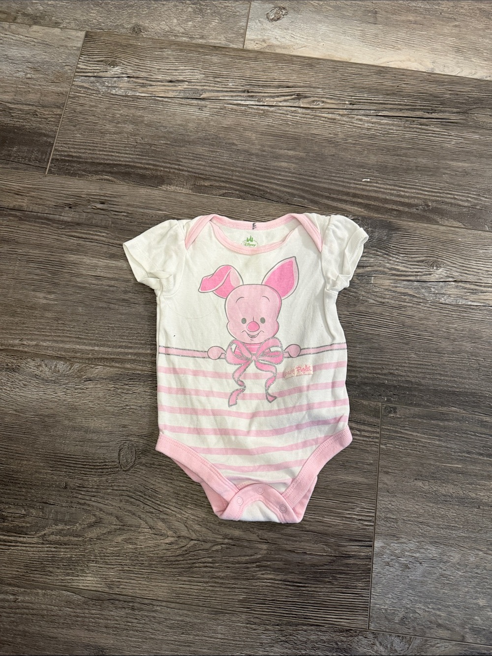 Disney Pink Striped Piglet One-Piece Bodysuit for Kids